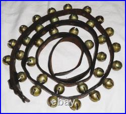 34 Brass Horse Sleigh Bells Pat May 14 1879 91 Leather Strap withBuckle