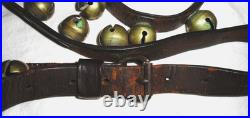 34 Brass Horse Sleigh Bells Pat May 14 1879 91 Leather Strap withBuckle