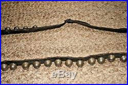36 Sleigh Bells Antique Graduated Sizes Brass 90 Leather Strap Nice Sound #1