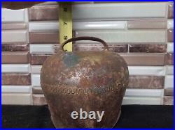 3 Vintage Antique Brass Metal Metal Cow Bell large is 6x7.5 no insides