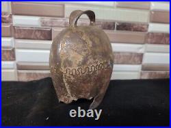 3 Vintage Antique Brass Metal Metal Cow Bell large is 6x7.5 no insides