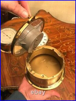 3 Vintage German Schatz Brass Maritime Ships Bell Clock Barometer Hygrometer