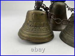 3 antique brass cow bells 1878 Saignelegier Chantel Fondeur