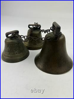 3 antique brass cow bells 1878 Saignelegier Chantel Fondeur