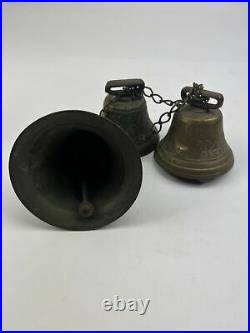 3 antique brass cow bells 1878 Saignelegier Chantel Fondeur