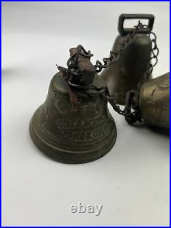 3 antique brass cow bells 1878 Saignelegier Chantel Fondeur