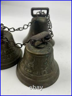 3 antique brass cow bells 1878 Saignelegier Chantel Fondeur