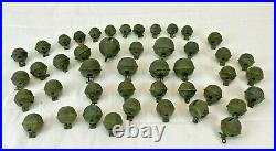 45 Primitive Vintage Assorted Size Sleigh Bells Brass Metal Original Patina Lot