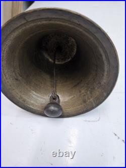 4 Antique Hand Held Country School Brass Bell with Wooden Handle Lot