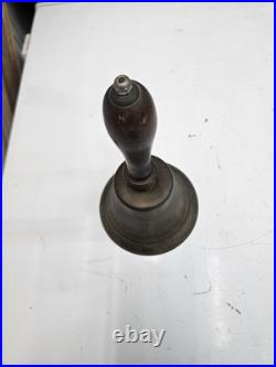 4 Antique Hand Held Country School Brass Bell with Wooden Handle Lot