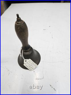 4 Antique Hand Held Country School Brass Bell with Wooden Handle Lot