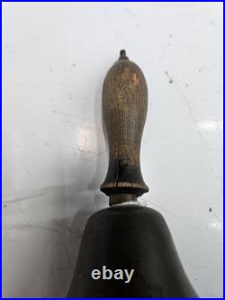 4 Antique Hand Held Country School Brass Bell with Wooden Handle Lot