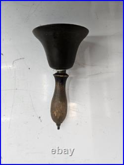 4 Antique Hand Held Country School Brass Bell with Wooden Handle Lot