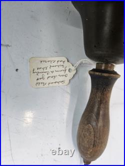 4 Antique Hand Held Country School Brass Bell with Wooden Handle Lot