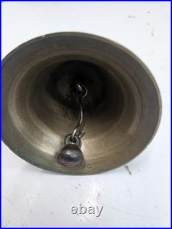 4 Antique Hand Held Country School Brass Bell with Wooden Handle Lot