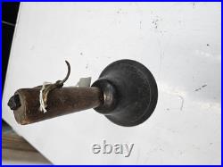 4 Antique Hand Held Country School Brass Bell with Wooden Handle Lot
