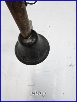 4 Antique Hand Held Country School Brass Bell with Wooden Handle Lot