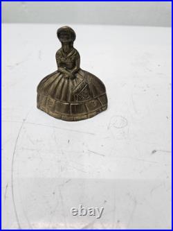 4 Antique Hand Held Country School Brass Bell with Wooden Handle Lot