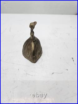 4 Antique Hand Held Country School Brass Bell with Wooden Handle Lot