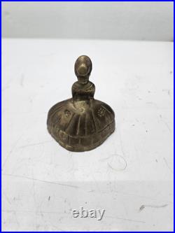 4 Antique Hand Held Country School Brass Bell with Wooden Handle Lot