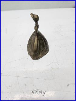 4 Antique Hand Held Country School Brass Bell with Wooden Handle Lot