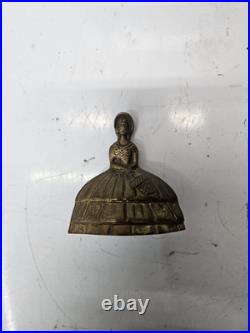 4 Antique Hand Held Country School Brass Bell with Wooden Handle Lot