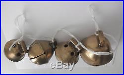 4 Antique Triple Throat Brass Sleigh BELLSGraduating SizeNumber 10 Largest
