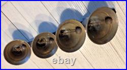 4 Antique brass Sleigh Bells on a 16 iron bar. Horse / Carriage