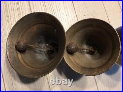 4 Antique brass Sleigh Bells on a 16 iron bar. Horse / Carriage