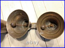 4 Antique brass Sleigh Bells on a 16 iron bar. Horse / Carriage