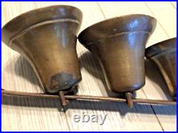 4 Antique brass Sleigh Bells on a 16 iron bar. Horse / Carriage