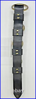 4 Graduated (10, 8, 7, and 6) Hanging Brass Sleigh Bells Leather Strap 17 L