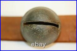 5 Graduated Antique 1800's Brass Sleigh Bells on 30 Leather