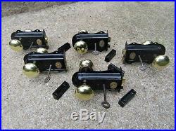 5 SETS of EDWARDIAN DOOR RIM LOCKS BRASS HANDLES KEEPS KEY letter box knob bell