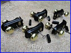 5 SETS of EDWARDIAN DOOR RIM LOCKS BRASS HANDLES KEEPS KEY letter box knob bell