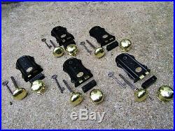 5 SETS of EDWARDIAN DOOR RIM LOCKS BRASS HANDLES KEEPS KEY letter box knob bell