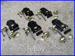 5 SETS of EDWARDIAN DOOR RIM LOCKS BRASS HANDLES KEEPS KEY letter box knob bell