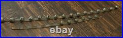 67 ANTIQUE BRASS SLEIGH BELLS ON LEATHER STRAP heavy