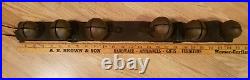 6 Antique Solid Brass Sleigh Bells Harness Leather Strap Holiday Christmas Horse