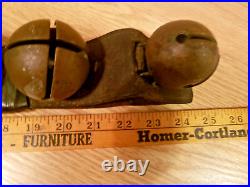 6 Antique Solid Brass Sleigh Bells Harness Leather Strap Holiday Christmas Horse