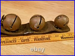 6 Antique Solid Brass Sleigh Bells Harness Leather Strap Holiday Christmas Horse