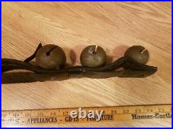 6 Antique Solid Brass Sleigh Bells Harness Leather Strap Holiday Christmas Horse