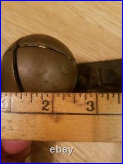 6 Antique Solid Brass Sleigh Bells Harness Leather Strap Holiday Christmas Horse
