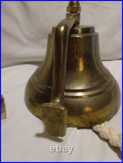 6 Vintage Nautical Antique Solid Brass Bell School Ship Farm Bar Pub Hanging