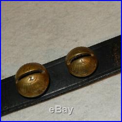 72 Antique GRADUATED Embossed BRASS Sleigh Bells Leather Strap Horse Carriage