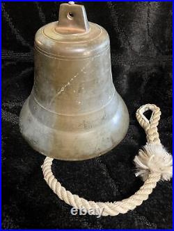 7.5lb Antique Brass Bell With Dinger10in Wide 9 1/2in Tall