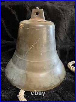 7.5lb Antique Brass Bell With Dinger10in Wide 9 1/2in Tall
