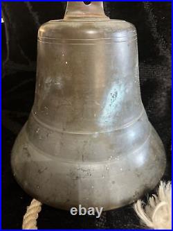 7.5lb Antique Brass Bell With Dinger10in Wide 9 1/2in Tall