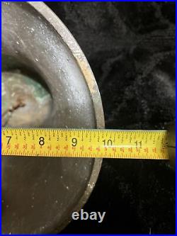 7.5lb Antique Brass Bell With Dinger10in Wide 9 1/2in Tall