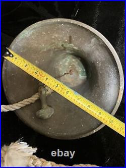 7.5lb Antique Brass Bell With Dinger10in Wide 9 1/2in Tall